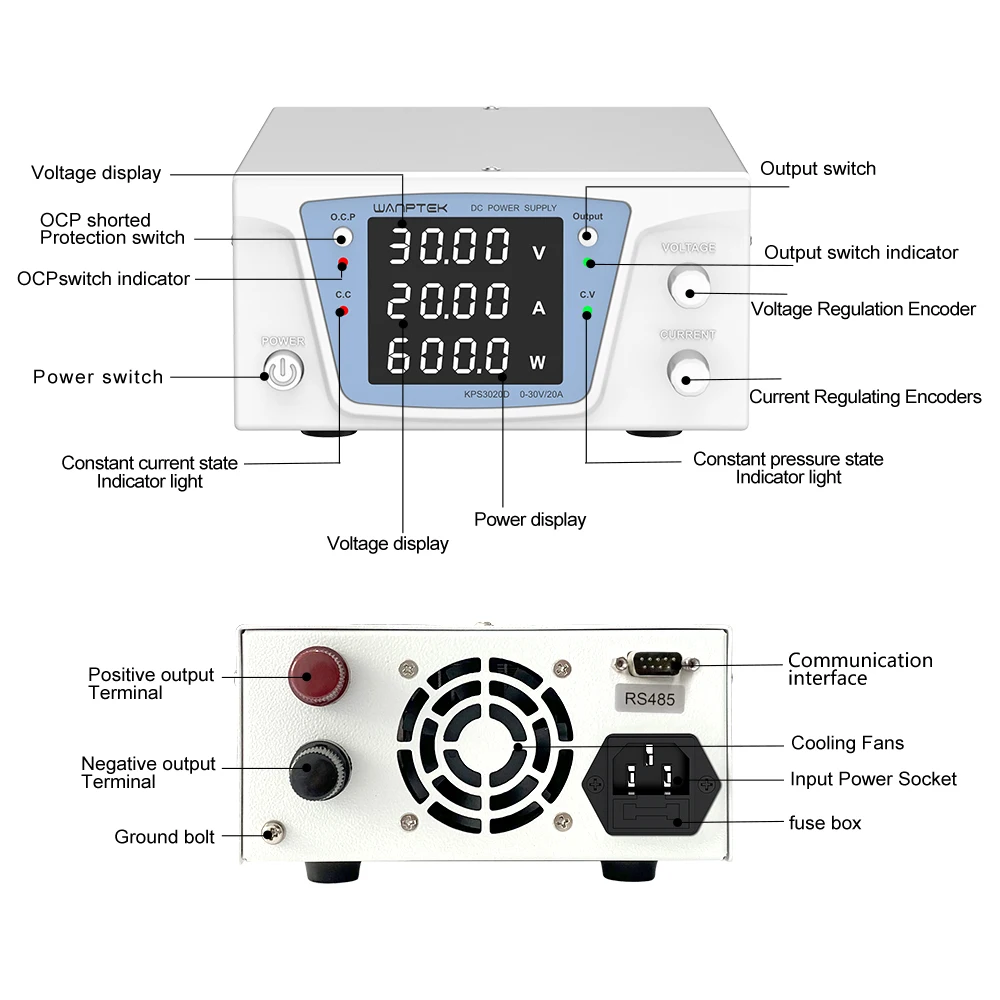 Wanptek RS485/RS232 Lab Progra - Programmable Dc Power Supply 60V 10A 评论和价格